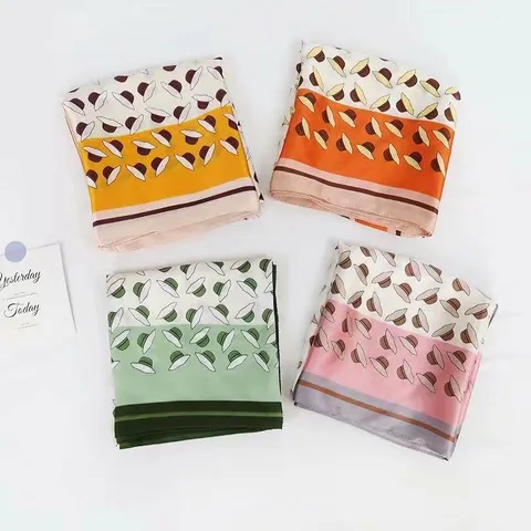 Dames Mode Satijn Kleine Vierkante Sjaal Bloemen Hoed Bedrukte Hals Sjaal Elegante Haarband Tas Accessoire