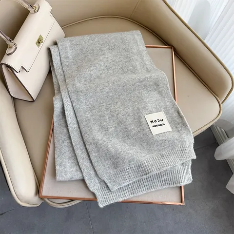 Damen Winter Warmer Gestrickter Schal Reine Wolle Minimalistischer Einfarbiger Langer Schal Kaltes Wetter Nackenwärmer Modeaccessoire