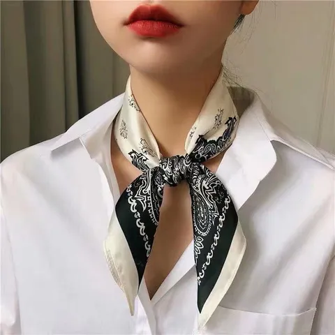 Dames Mode Bedrukte Satijn Kleine Vierkante Sjaal Elegante Halsdoek Tas Lint Haarband Decoratieve Hoofdtooi