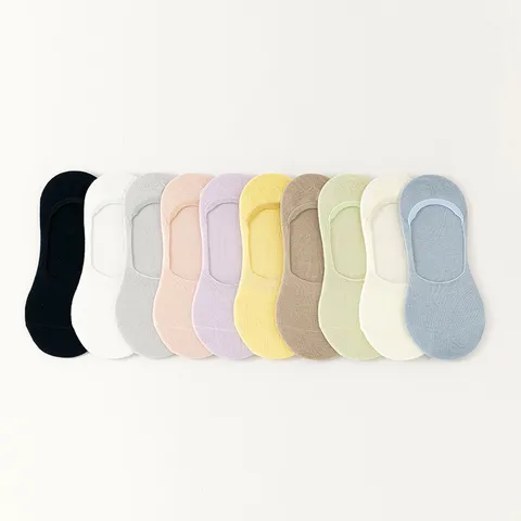 Damen Unsichtbare Füßlinge Atmungsaktive Mesh Baumwollsocken Silikon Anti-Rutsch Flach Ausgeschnittene Casual Strickstrümpfe