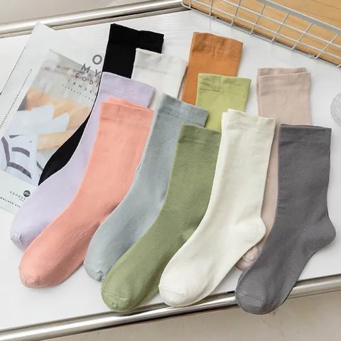 Damen Wadenhohe Slouch Socken Reine Baumwolle Atmungsaktiv Schweißabsorbierend Einfarbig Einfach Täglich Lässige Socken