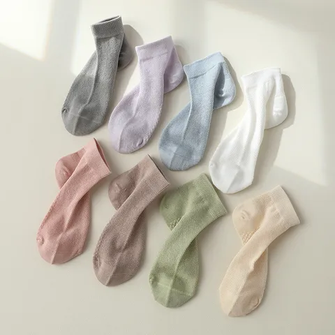 Kinder Mesh Atmungsaktive Baumwollsocken Kurzschaft Dünn Einfarbig Sport Socken Für Jungen Mädchen Schweißabsorbierend Nahtlose Socken
