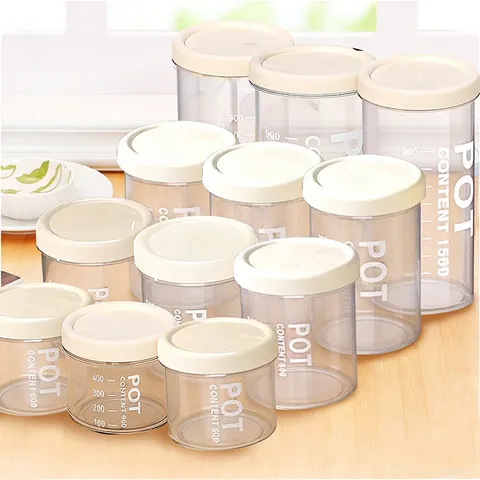 Transparent Plastic Sealed Storage Jar Kitchen Food Grain Container With Scale Clear Storage Canister For Snacks Tea