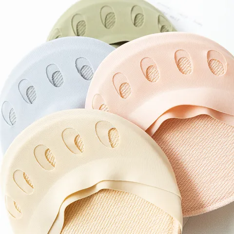 Women's Five-Toe Forefoot Cushion Invisible Socks Non-Slip Open Toe Half Socks For High Heels Summer Cotton Breathable Foot Pads