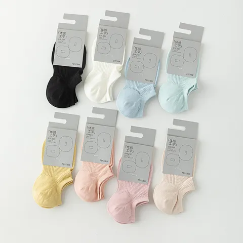 Damen Mesh Baumwolle Knöchelsocken Atmungsaktiv Einfarbig Niedriger Schnitt Lässige Sportliche Strumpfwaren Weiche Gekämmte Baumwollsocken Für Sommer Frühling