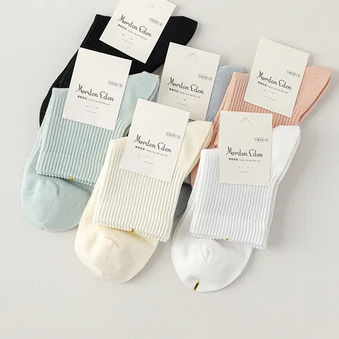 Calzini in Cotone a Rete Casual da Donna Traspiranti Assorbenti dal Sudore Tinta Unita Calze Corte per Estate Primavera Abbigliamento Quotidiano Minimalista