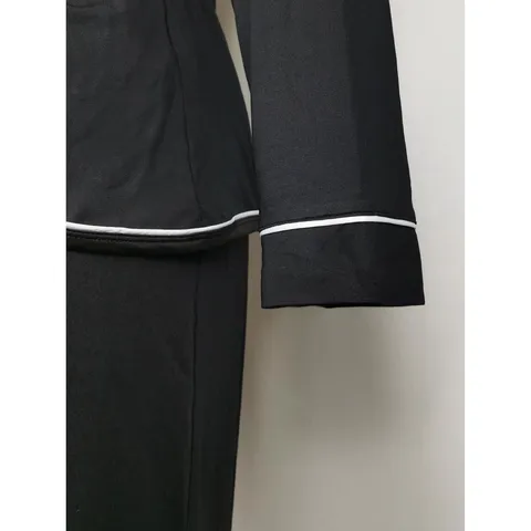 Conjunto de Pijama Casual de Talla Grande para Mujer Top Cardigan de Manga Larga con Cuello en V y Pantalón con Bordado Floral Loungewear