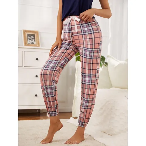 Pantaloni da Pigiama Casual a Quadri da Donna con Coulisse Vita Elastica Lunghi Jogger per Autunno Inverno