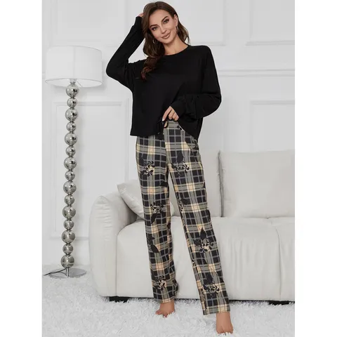Women Long Sleeve Pajama Set Casual Botanical Floral Print Pullover Top And Long Pants Loungewear Sleepwear