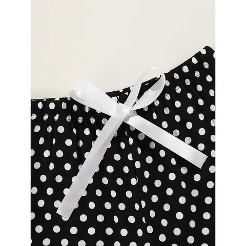 Women Casual Polka Dot Sleep Shorts Cute Bowknot Elastic Waist Viscose Lounge Shorts Summer Soft Breathable Sleepwear Bottoms