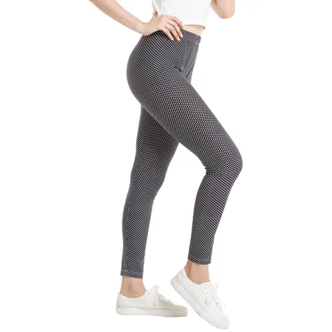 Pantalon de Yoga de Sport Respirant à Pois pour Femmes Taille Haute Push-Up Leggings de Gym Fitness Sans Coutures