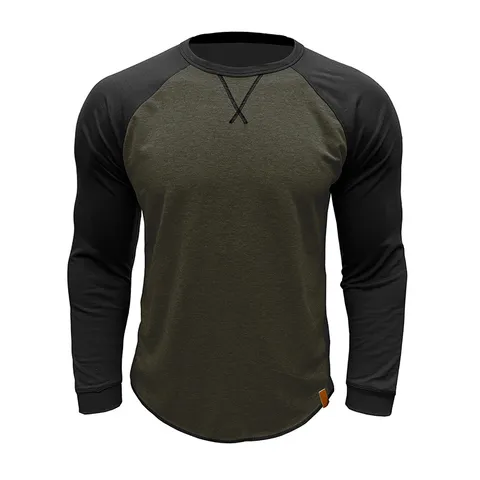 Herren Lässiges Rundhals Langarm Sweatshirt Lose Passform Baumwollmischung Farbe Block Pullover