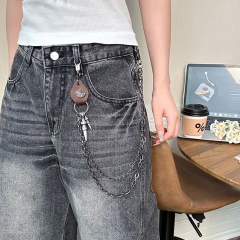 Punk Hip Hop Doppellagige Legierung Metall Hosenkette Mit Adlerklaue Anhänger Vintage Streetwear Accessoires Für Damen