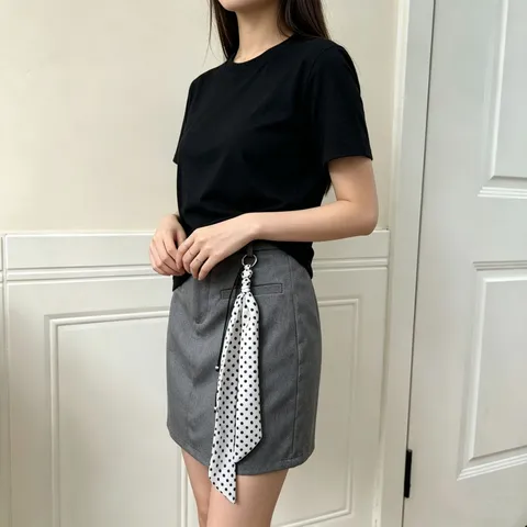 Damen Mode Einfache Taille Zubehör Schwarz Weiß Polka Dot Lange Seide Schal Gürtel Tägliche Dekorative Kette