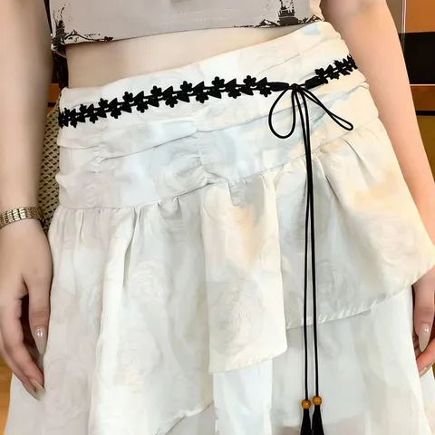 Damen Mode Blumen Spitze Taille Kette Vintage Quaste Gürtel Casual All-Match Kleid Dekorativ Taillenbund Kleidung Zubehör