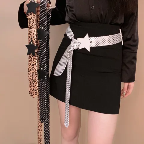 Amerikanisch Retro Fünfeckiger Stern Leopard Polka Dot Gürtel Damen Mode Multi-Wear Taillenkette Zubehör