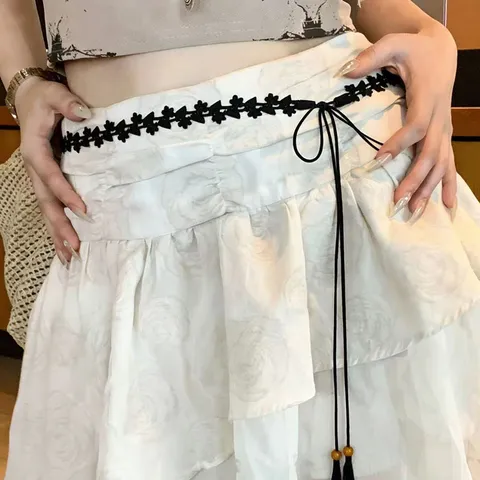Damen Mode Blumen Spitze Taille Kette Vintage Quaste Gürtel Casual All-Match Kleid Dekorativ Taillenbund Kleidung Zubehör