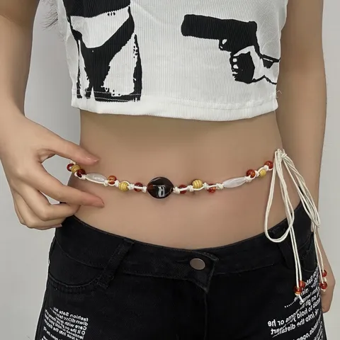 Böhmische Gewebte Perlen Taillenkette Damen Lässig Retro Mehrschichtiger Gürtel Körperschmuck Zubehör