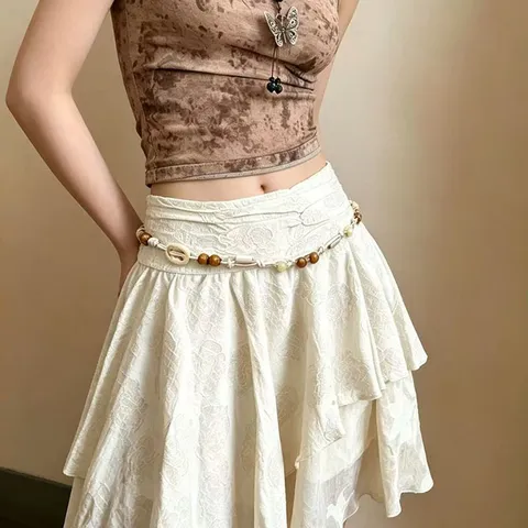 Bohemian Gewebte Kordel Holzperle Muschel Taillenkette Vintage Ethnisch Verstellbar Bauch Körperkette Strand Sommer Schmuck Für Damen