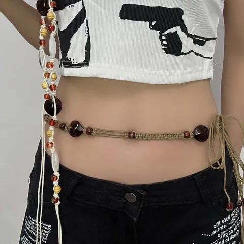 Böhmische Gewebte Perlen Taillenkette Damen Lässig Retro Mehrschichtiger Gürtel Körperschmuck Zubehör