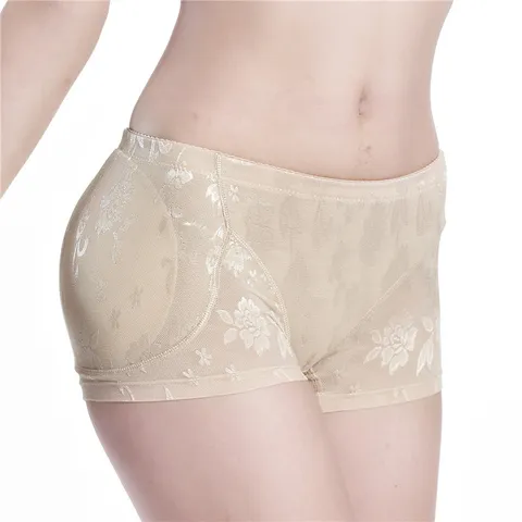 Women Low Waist Padded Shaper Panties Lace Butt Hip Enhancer Breathable Body Shaping Briefs Underwear