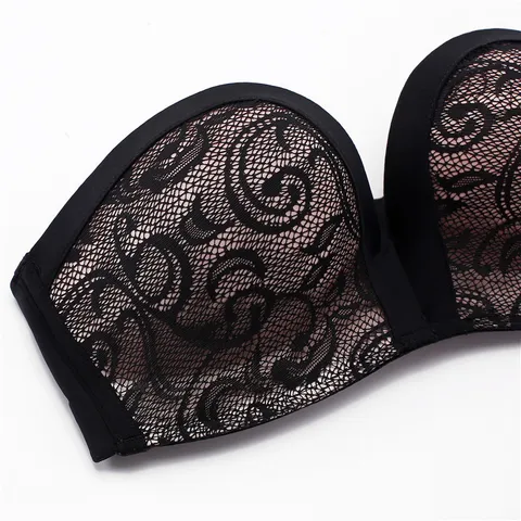 Dames Strapless Onzichtbare BH Beugelloos Gewatteerd Kant Naadloos Push Up BH Voor Trouwjurk Comfort Dagelijks Ondergoed