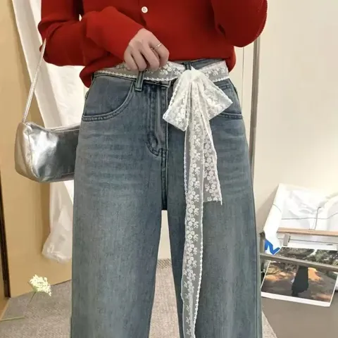 Damen Mode Spitze Taillenkette Vielseitige Schleife Band Gürtel Süßer Casual Bund Kleidung Zubehör Dekorativer Gürtel