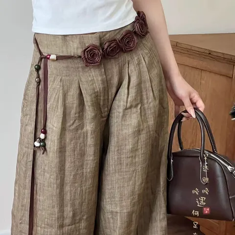Böhmische Vintage Rosenblüte Taillenkette Damen Ethisch Perlenbesetzt Gewebter Gürtel Neuheit Schicke Accessoires Kleid Dekor