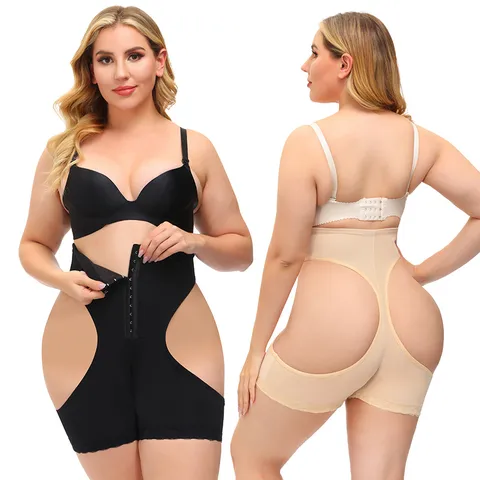 Dames Grote Maat Hoge Taille Knoop Vormende Slip Buikcontrole Billen Liften Afslankende Lichaamshormer Ondergoed