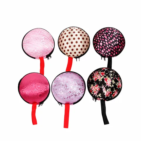 Bolsa Organizadora de Almacenamiento de Sujetador y Ropa Interior Redonda de EVA Estuche de Viaje con Lindo Estampado para Mujeres