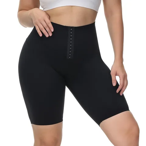 Damen High Waist Knopf Sport Fitness Yoga Shorts Einfarbig Hohe Elastizität Schlank Workout Laufen Shorts Activewear