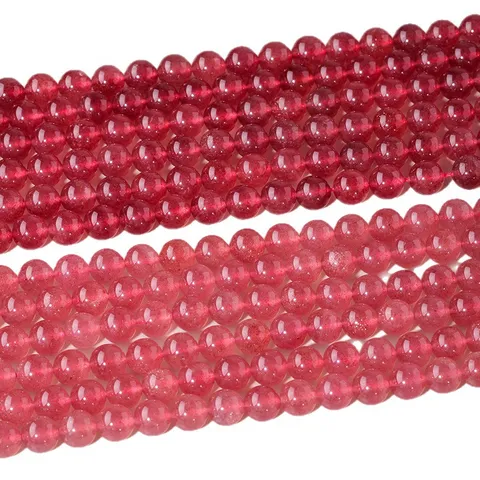 Natural Strawberry Quartz Round Loose Beads Semi Finished Red Ice Clear Gemstone Spacer Beads For DIY Bracelet Necklace Making Jewelry Findings