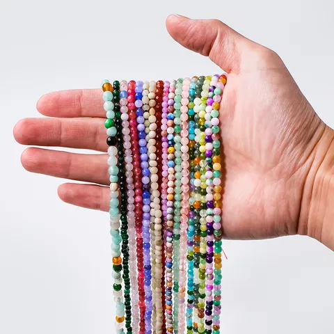 Perles En Vrac Rondes en Cristal Naturel et Agate Semi Fini Gemmes Mixtes DIY Fil de Perles pour Collier Bracelet Création de Bijoux 4mm