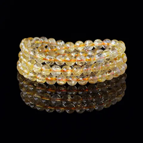 Natural Crystal Multi Layer Bracelet Lapis Lazuli Golden Rutilated Quartz Gemstone Beaded Bracelet Gift