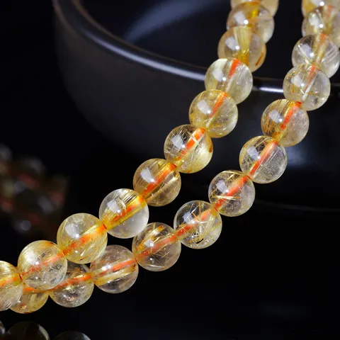Natural Crystal Multi Layer Bracelet Lapis Lazuli Golden Rutilated Quartz Gemstone Beaded Bracelet Gift