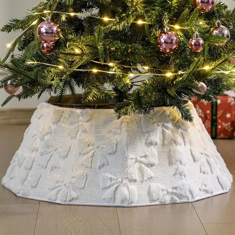 Jupe de Sapin de Noël en Peluche Paillettes Tapis de Sapin Décoration de Sol Fête Festive Agencement de Maison Fournitures de Fête