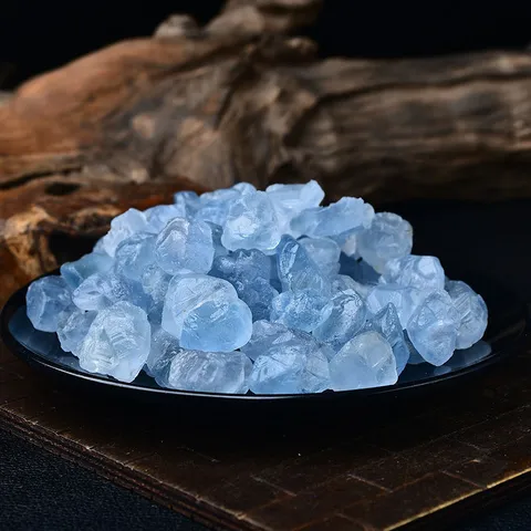 Pierre Brute de Célestine Naturelle Amas de Cristaux de Cyanite Pierres Diffuseur d'Aromathérapie pour Décoration Maison Bureau Ornement Méditation