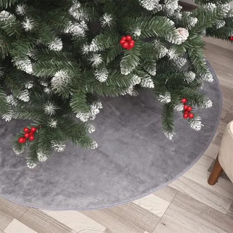 Gonna per Albero di Natale in Peluche Tinta Unita Morbida Pelliccia di Coniglio Sintetica Tappeto Rotondo Decorazione Natalizia per Festa Casa
