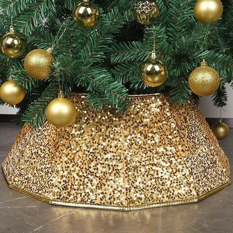 Jupe de Sapin de Noël en Peluche Paillettes Tapis de Sapin Décoration de Sol Fête Festive Agencement de Maison Fournitures de Fête
