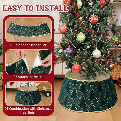 Christmas Tree Skirt Plush Fabric Embroidered Sequins Tree Collar For Holiday Party Home Decoration Christmas Ornaments