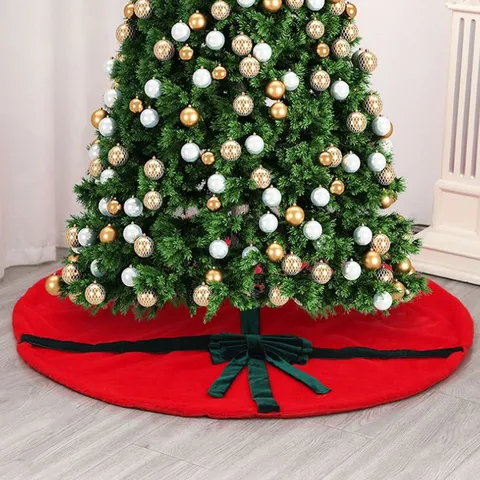 Gonna per Albero di Natale in Peluche di Lusso Tappeto Rotondo Con Fiocco in Velluto Ornamento per Decorazione della Casa e della Festa