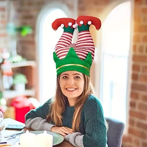 Funny Christmas Pants Legs Hat Novelty Santa Claus Elf Leg Hat Creative Christmas Party Dress Up Decorative Hat For Holiday Celebration Unisex Costume Accessories