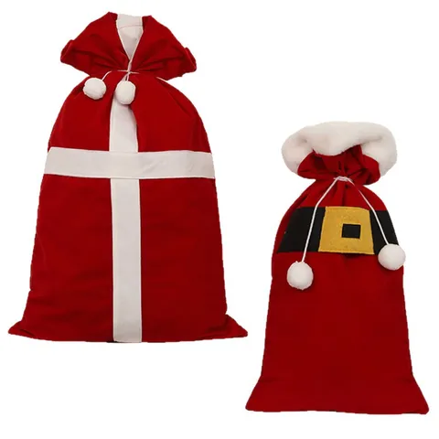 Sacs Cadeaux de Noël à Cordon Ceinture de Père Noël Sacs à Bonbons en Velours Rouge Sacs à Friandises de Fête Décorations de Fête à la Maison Fournitures Sacs de Faveurs pour Enfants