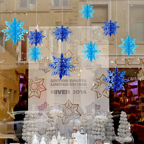 Festliche Feiertagsdekoration Papier 3D Schneeflocken Girlanden Set Einkaufszentrum Fenster Hängende Streamer Winter Neujahr Zuhause Dekorative Ornamente