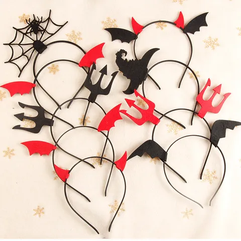 Halloween Filz Stirnbänder Fledermaus Flügel Teufelshörner Spinnennetz Hexenhut Gruseliges Festival Party Kostüm Haarschmuck Für Kinder Damen