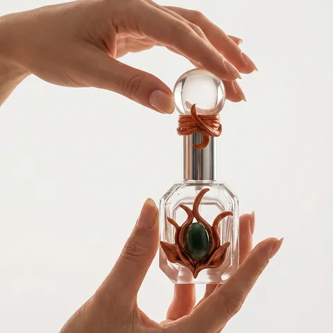 Bottiglia di Profumo in Vetro Fatta a Mano Con Sfera in Cristallo Naturale Dosatore per Oli Essenziali Flacone Spray Ricaricabile
