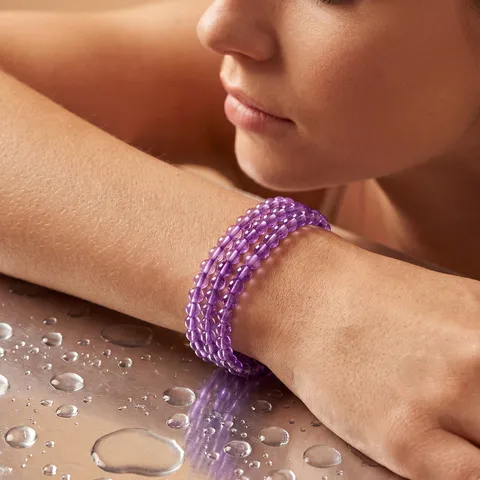 Natuurlijk Brazilië Amethist Kralen Gelaagde Armband Elegante Lavendel Kwarts Kristal Ronde Kralen Wikkelarmband Cadeau Voor Dames