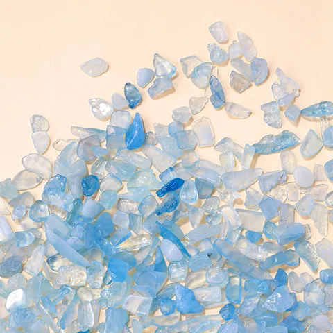 Natural Aquamarine Tumbled Stone Chips Crystal Gravel Rocks For Fish Tank Aquarium Plant Pot Decor Healing Energy Stones Home Office Decorative Minerals Wholesale