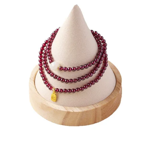 Natürlicher Lila Granat Nephrit Jade Mehrlagiger Strang Perlenarmband Vergoldet Segen Anhänger Charm Armband Zarter Moderner Ethnischer Edelsteinschmuck Geschenk Für Damen