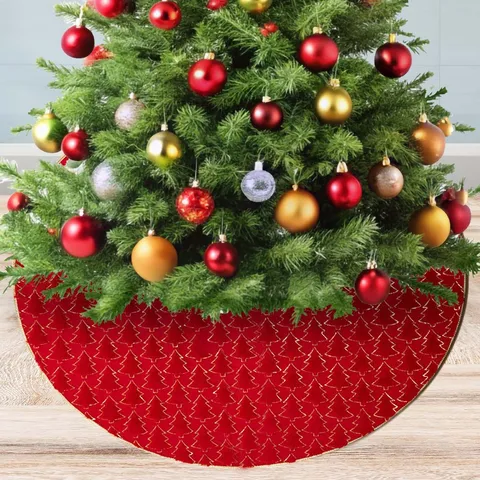Weihnachtsbaum Plüschrock Kunstpelz Baumdecke Dekoration Besticktes Goldmuster Weihnachtsbaum Basis Ornament Für Feiertage Zuhause Party
